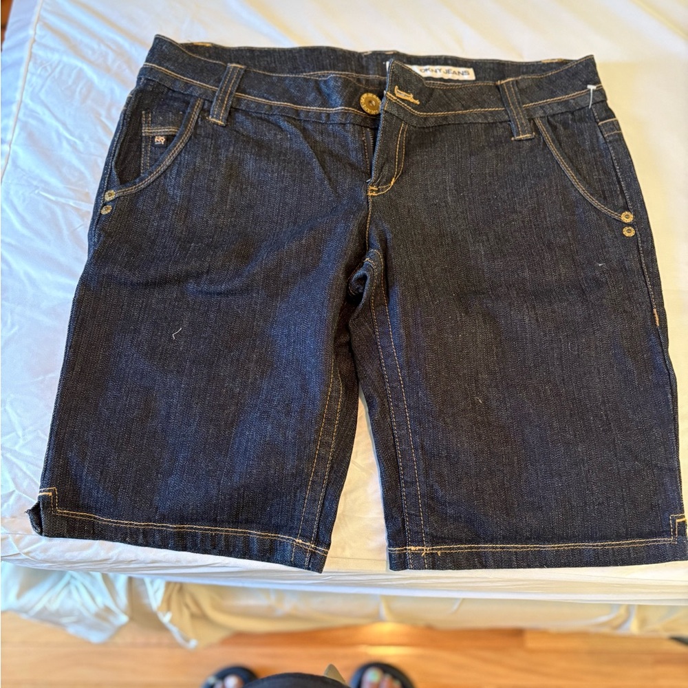 Dkny Blue Jean Shorts Classic Bermuda Style